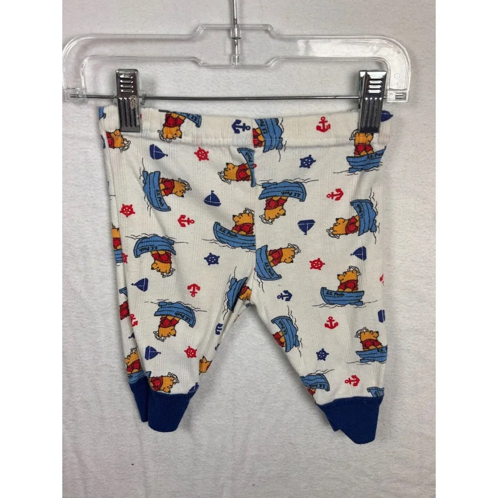 Vtg Disney Winnie the Pooh Baby Nautical Cardigan Top Pants Set Sz NB White Blue - Picture 7 of 8